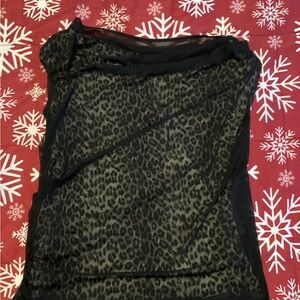 Leopard Print Sheer Overlay Top